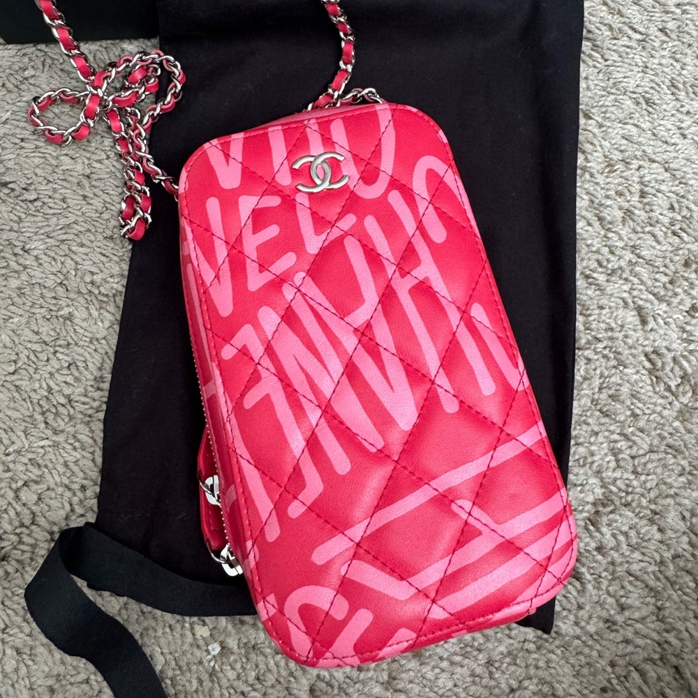 Chanel Phone Holder With Chain